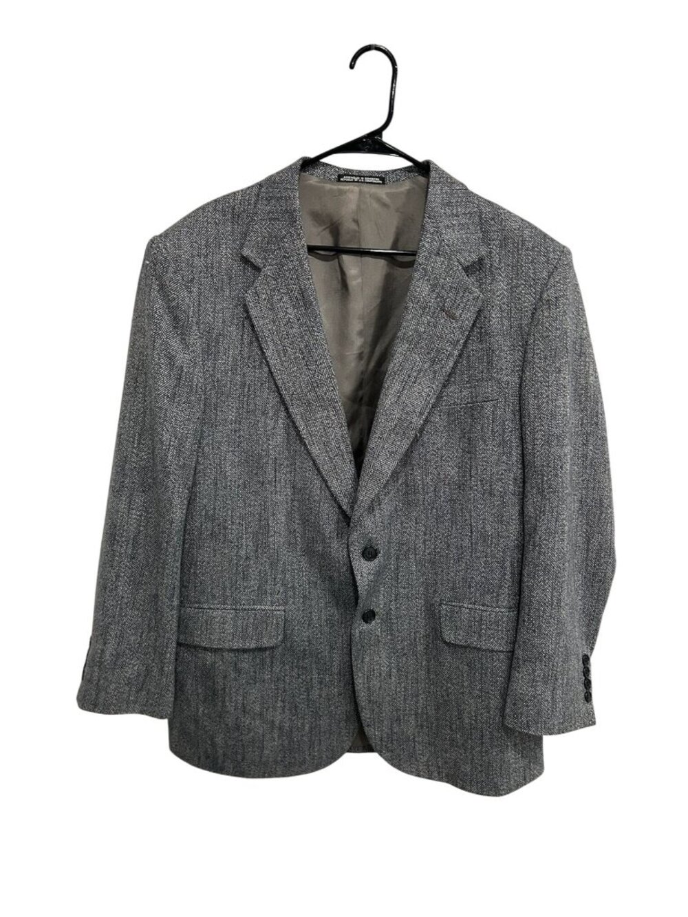 Signature Collection 42R Mens Gray Herringbone Blazer Jacket 2-Button Classic